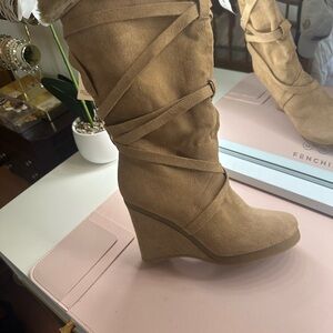 Xhilaration Tan Wedge Boots